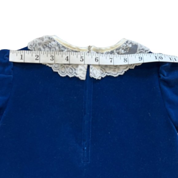 Vintage Blue Velvet Lace Collar Dropwaist Winnie the Pooh 6X Dress - Picture 8 of 9